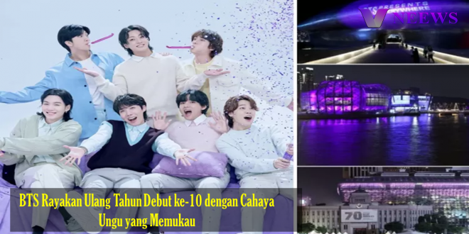 BTS Rayakan Ulang Tahun Debut ke-10 dengan Cahaya Ungu yang Memukau